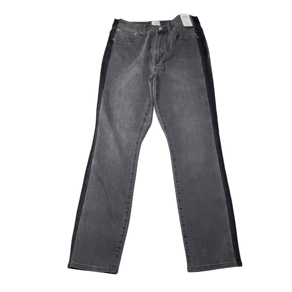 J Crew Vintage Straight Leg Jeans Released Side Seams Pebble Wash Gray Black 27